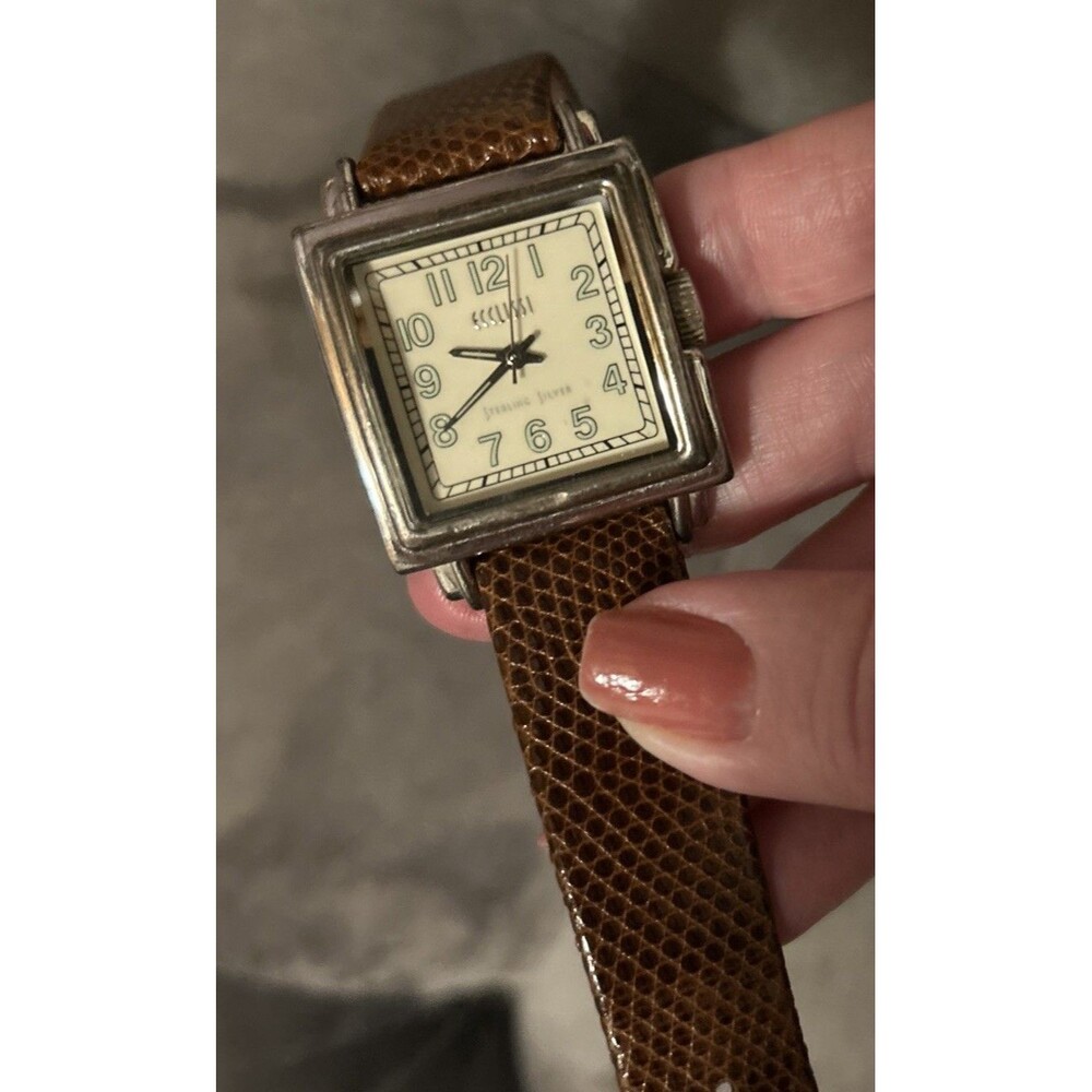 VTG Women’ECCLISSI sterling silver watch 22725  lizard band needs battery unisex - Picture 5 of 7
